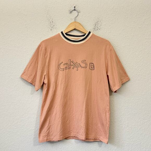 NICHOLAS DALEY Crew Neck T-Shirt Apricot Calypso Graphic SS Tee Cotton - Picture 1 of 9
